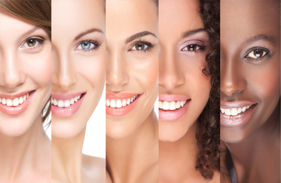 Showing women with different skins colors